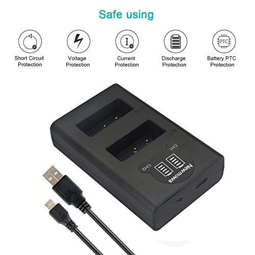 Newmowa LP-E17 Batería de Repuesto (Paquete de 2) y Smart LCD Cargador Dual USB para Canon LP-E17 y Canon EOS M3 M5 M6 M6 Mark II 200D 250D 750D 760D 800D Rebel SL3 T6i T6s 8000D Kiss X8i