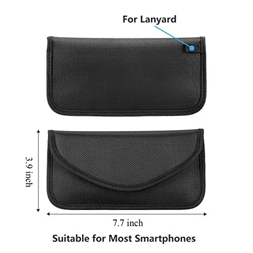 Newseego Bolsa 2X para señal RFID | Bolso antirrobo RFID Faraday con Tarjeta de crédito RFID 5X Gratis para el Bloqueo de la Llave de Bolsillo para el automóvil, Faraday RFID Key Fob Bag - (Negro)