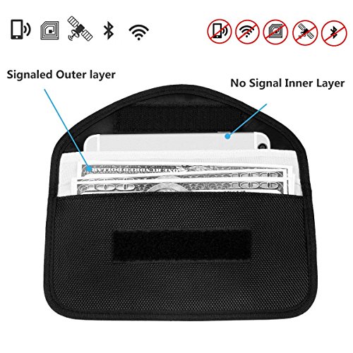 Newseego Bolsa 2X para señal RFID | Bolso antirrobo RFID Faraday con Tarjeta de crédito RFID 5X Gratis para el Bloqueo de la Llave de Bolsillo para el automóvil, Faraday RFID Key Fob Bag - (Negro)