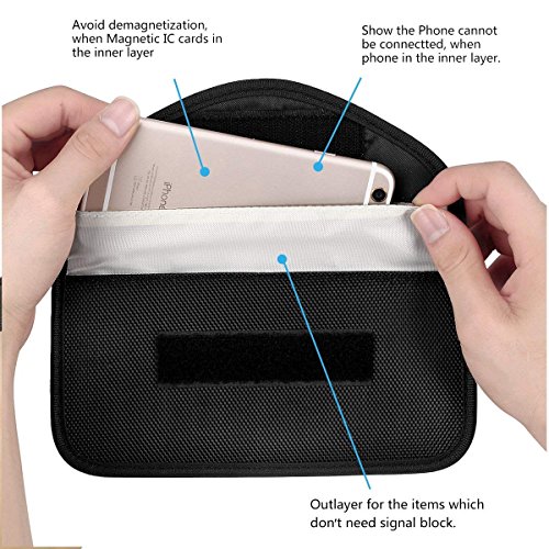 Newseego Bolsa 2X para señal RFID | Bolso antirrobo RFID Faraday con Tarjeta de crédito RFID 5X Gratis para el Bloqueo de la Llave de Bolsillo para el automóvil, Faraday RFID Key Fob Bag - (Negro)
