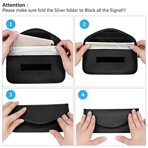 Newseego Bolsa 2X para señal RFID | Bolso antirrobo RFID Faraday con Tarjeta de crédito RFID 5X Gratis para el Bloqueo de la Llave de Bolsillo para el automóvil, Faraday RFID Key Fob Bag - (Negro)