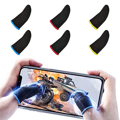 Newseego PUBG Juego de Mangas para el Dedo del Juego Móvil, Mobile Thumb Sleeves for Gaming [6 Pack][Aplicar a la Competencia] Pantalla táctil de Dedo Manga Transpirable Disparos sensibles al Sudor