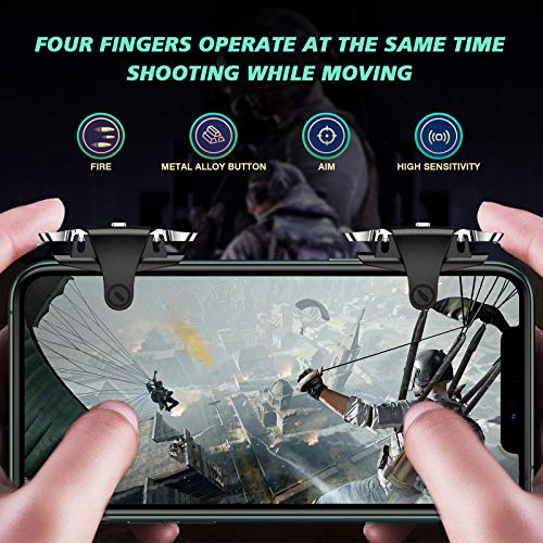 Newseego PUBG Mobile Phone Game Trigger,Botón Ajustable Estirable Teclas de Disparo y Puntería con Mando de Alta Sensibilidad Disparador Móvil para Reglas de Supervivencia para iPhone/Android-Negro