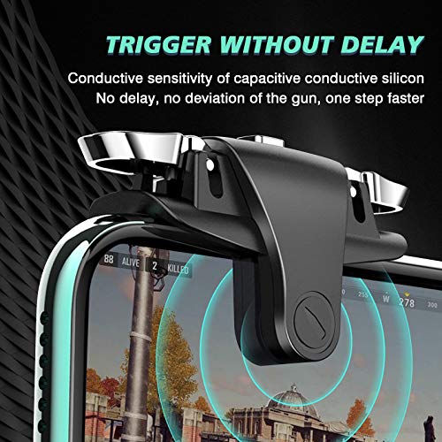 Newseego PUBG Mobile Phone Game Trigger,Botón Ajustable Estirable Teclas de Disparo y Puntería con Mando de Alta Sensibilidad Disparador Móvil para Reglas de Supervivencia para iPhone/Android-Negro