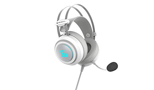 Newskill Drakain Ivory - Auriculares Gaming Estéreo RGB Multiplataforma con Micrófono Flexible y Ajustable- Color Blanco