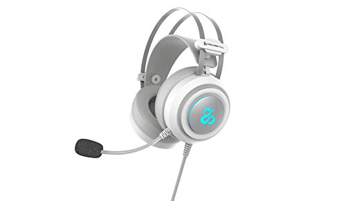 Newskill Drakain Ivory - Auriculares Gaming Estéreo RGB Multiplataforma con Micrófono Flexible y Ajustable- Color Blanco