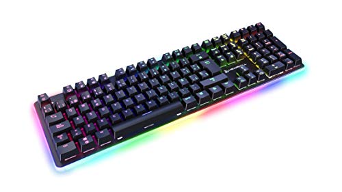 Newskill Suiko Switch Red - Teclado Mecánico Gaming con Reposamuñecas Incluido (Teclas con grabación Macro, 20 Modos de iluminación RGB) - Color Negro