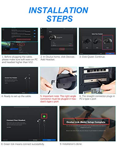 NEWZEROL Total 6M / 20Ft Tipo C Cable de Datos Estable Compatible para Oculus Quest/Oculus Quest 2 Link Steam VR, Cable de Extensión con Chip Amplificador de Relé y Cable USB 3.2 Gen 1 (Sólo Cable)