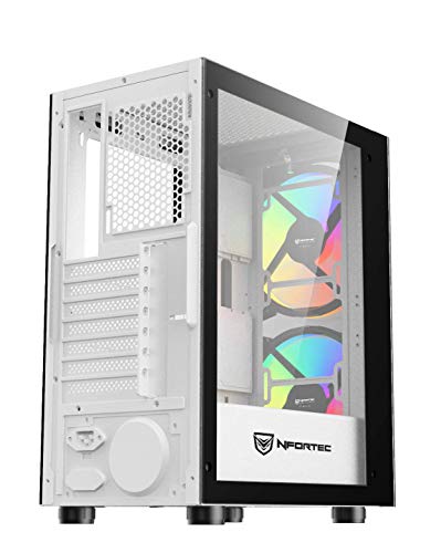 Nfortec Sygnus Torre Gamer ARGB con Cristal Templado Frontal con Conector estándar de 3 Pin 5v y diseño de Doble Ventilador Frontal de 200mm - Color Blanco
