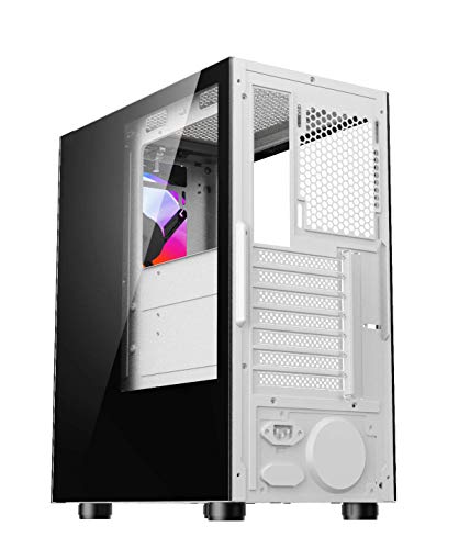 Nfortec Sygnus Torre Gamer ARGB con Cristal Templado Frontal con Conector estándar de 3 Pin 5v y diseño de Doble Ventilador Frontal de 200mm - Color Blanco