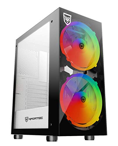 Nfortec Sygnus Torre Gamer ARGB con Cristal Templado Frontal con Conector estándar de 3 Pin 5v y diseño de Doble Ventilador Frontal de 200mm - Color Blanco
