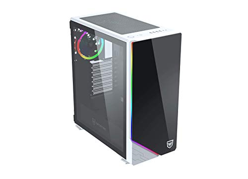 Nfortec Vega RGB - Caja de ordenador para gaming (cristal templado), color blanco y negro