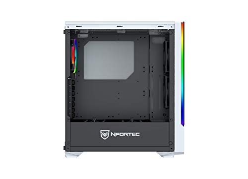 Nfortec Vega RGB - Caja de ordenador para gaming (cristal templado), color blanco y negro