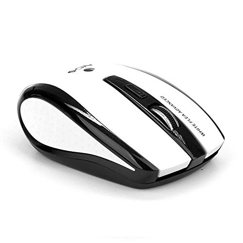 NGS FLEA ADVANCED WHITE - Ratón Óptico Inalámbrico 2.4GHz, Ratón USB para Ordenador o Laptop Con 5 Botones y Scroll, 800/1600dpi, Blanco y Negro