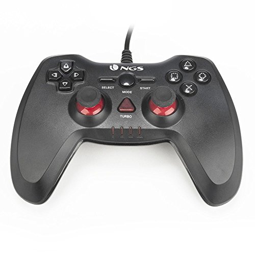 NGS Maverick - Mando para gaming con 12 botones, color: rojo y negro