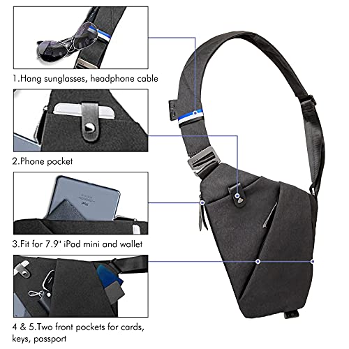 NIID-Fino Sling Bag Crossbody - Mochila antirrobo para Hombre y Mujer Multiusos Viaje Senderismo para Hombres