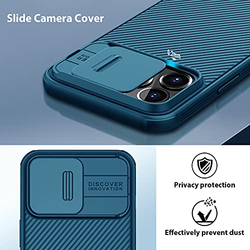 Nillkin Camshield Pro Funda para iPhone 13 Pro MAX, Carcasa con Protección de Cámara, Case para teléfono móvil de TPU + PC Que Puede Proteger la privacidad y la Resistencia al Impacto - Azul