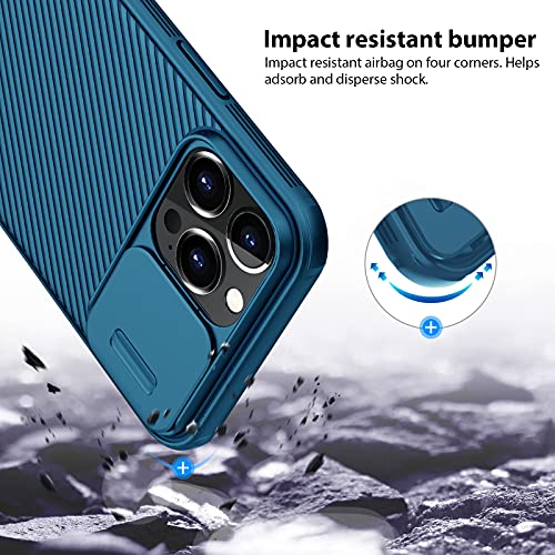 Nillkin Camshield Pro Funda para iPhone 13 Pro MAX, Carcasa con Protección de Cámara, Case para teléfono móvil de TPU + PC Que Puede Proteger la privacidad y la Resistencia al Impacto - Azul