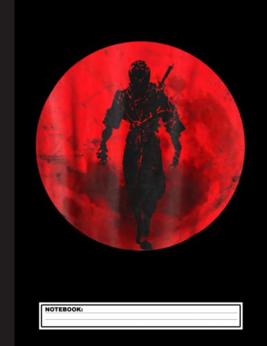 Ninja Warrior Red Moon Japan Sword Belt Composition Notebook: Funny Ninja Notebook | Cute Wide Ruled Journal for school, college, take notes | for ... Gift or Birthday Present for Adults and Kids