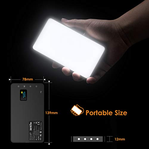NinkBox Luz LED Cámara, luz de vídeo, 96 LED Regulables superluminosos 3000K-6500K, CRI 95+, lámpara de luz fotográfica portátil para videocámaras DSLR, fotografía, batería incorporada de 4000 mAh