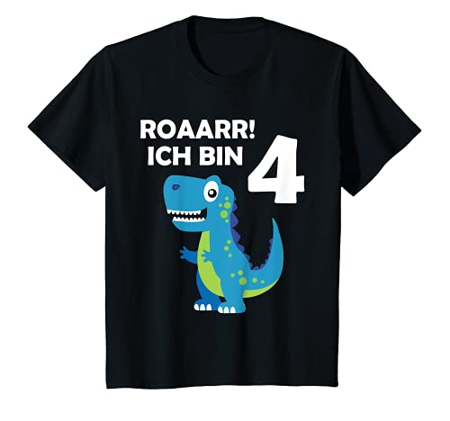Niños Dino T-Rex - Juego de 4 cumpleaños para niños (4 cumpleaños y 4 años), diseño de dinosaurios Camiseta