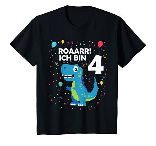 Niños Dino T-Rex - Juego de 4 cumpleaños para niños (4 cumpleaños y 4 años), diseño de dinosaurios Camiseta