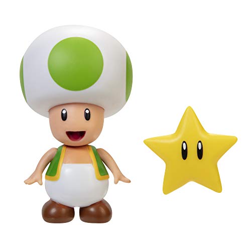 Nintendo - Jakks Super Mario 406794 Wave 23 - Figura de Toad Verde con Estrella (10 cm)