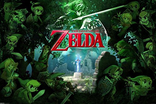 Nintendo Póster The Legend of Zelda/La Leyenda de Zelda Link Sword/Espada Link/Conección (91,5cm x 61cm) + 2 Marcos Transparentes con suspención