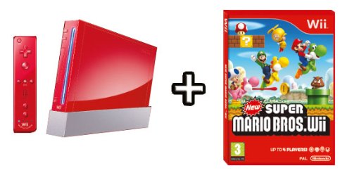 Nintendo Wii New Super Mario Bros Pack - juegos de PC (IBM PowerPC, 512 MB, SD, DVD, 2, 1) Rojo