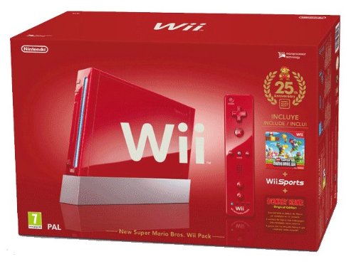 Nintendo Wii New Super Mario Bros Pack - juegos de PC (IBM PowerPC, 512 MB, SD, DVD, 2, 1) Rojo