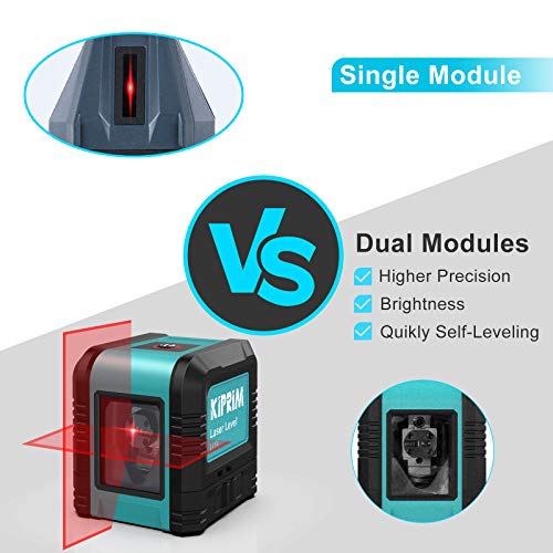 Nivel Láser, Nivel Láser Cruzado Kiprim LV1R Láser Vertical/Horizontal de Doble Línea, IP54 a prueba de polvo, impermeable, antigoteo de 1 m, nivelación automática de ± 4 °