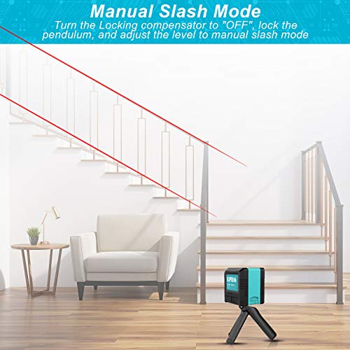 Nivel Láser, Nivel Láser Cruzado Kiprim LV1R Láser Vertical/Horizontal de Doble Línea, IP54 a prueba de polvo, impermeable, antigoteo de 1 m, nivelación automática de ± 4 °