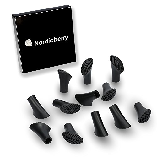 NORDICBERRY D&S Vertriebs - Juego de 12 almohadillas de goma para bastones de marcha nórdica (6 pares)