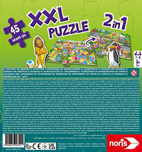 noris Puzzle XXL y Juego de Escalera – 2 en 1 – Alrededor del Tema Zoo – con 45 Piezas – a Partir de 3 años (Simba 606031913)