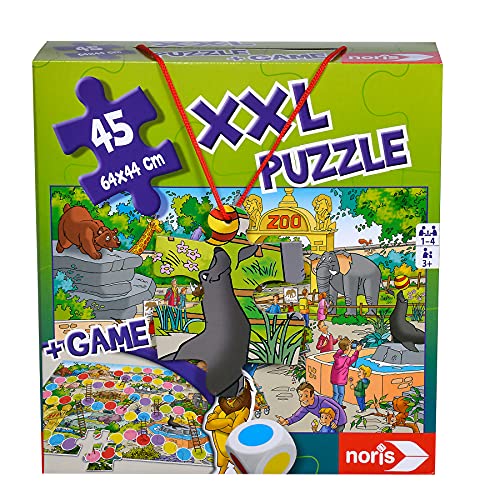 noris Puzzle XXL y Juego de Escalera – 2 en 1 – Alrededor del Tema Zoo – con 45 Piezas – a Partir de 3 años (Simba 606031913)
