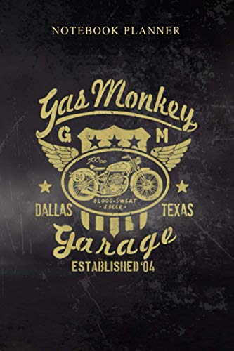 Notebook Planner Gas Monkey Garage 500cc Bike Winged Badge: 6x9 inch, Cute, Diary, Work List, Business, Simple, Book, 114 Pages