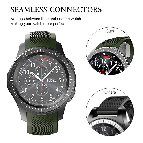 NotoCity Correa Compatible con Samsung Gear S3 Classic/Frontier/Galaxy Watch 46mm, Correa de Reloj de Silicona Suave Compatible con Gear S3 Classic/ S3 Frontier/Galaxy 46mm (Verde Militar)