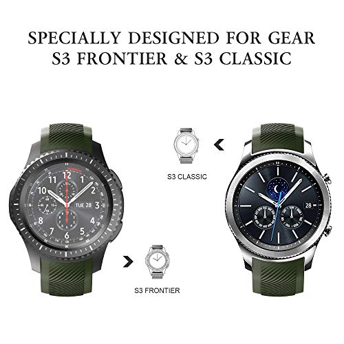 NotoCity Correa Compatible con Samsung Gear S3 Classic/Frontier/Galaxy Watch 46mm, Correa de Reloj de Silicona Suave Compatible con Gear S3 Classic/ S3 Frontier/Galaxy 46mm (Verde Militar)
