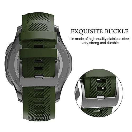 NotoCity Correa Compatible con Samsung Gear S3 Classic/Frontier/Galaxy Watch 46mm, Correa de Reloj de Silicona Suave Compatible con Gear S3 Classic/ S3 Frontier/Galaxy 46mm (Verde Militar)