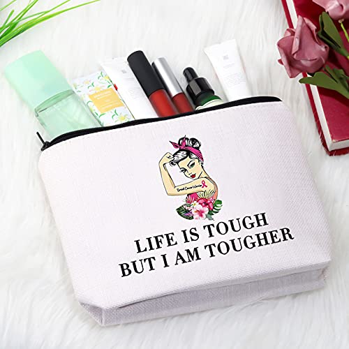 Novelty Life Is Tough But I Am Tougher - Bolsa de maquillaje inspiradora para mujeres hermana e hija (I AM TOUGHER EU)