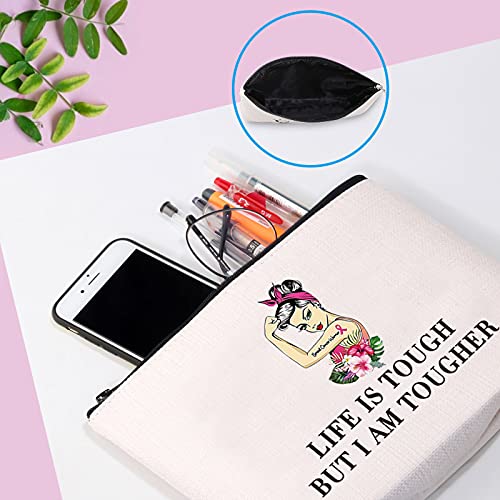 Novelty Life Is Tough But I Am Tougher - Bolsa de maquillaje inspiradora para mujeres hermana e hija (I AM TOUGHER EU)