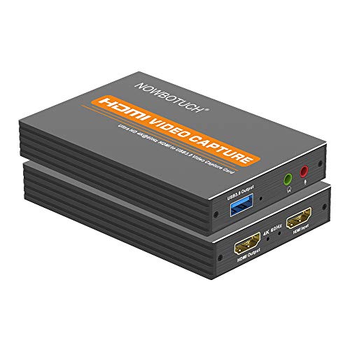 NOWBOTUCH Tarjeta de Captura de Video 4K @ 60HZ HDMI a USB3.0 Dispositivo de Captura de Juegos con 1080P 60FPS Compatible con Windows Linux OS X System OBS Youtube Twitch Streaming and Recording