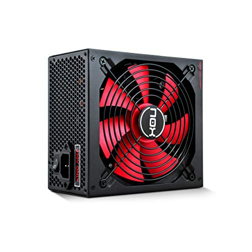 Nox NX 650W - NXS650 - Fuente de Alimentación 650W, compatible con SLI&Crossfire, ventilador 140mm, utra silenciosa, Multi GPU compatible, PFC activo, color negro