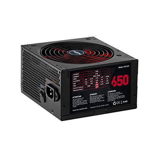 Nox NX 650W - NXS650 - Fuente de Alimentación 650W, compatible con SLI&Crossfire, ventilador 140mm, utra silenciosa, Multi GPU compatible, PFC activo, color negro