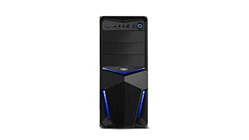 Nox PAX - NXPAX - minitorre ATX y micro ATX, USB 3.0, frontal acabado metal mesh, LED, espacio hasta 3 ventiladores y 4 discos duros, compatible con graficas de gran tamaño, color negro/azul