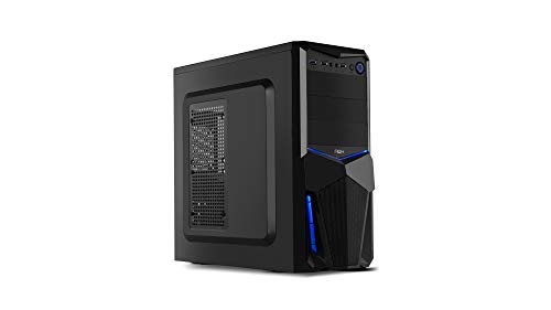 Nox PAX - NXPAX - minitorre ATX y micro ATX, USB 3.0, frontal acabado metal mesh, LED, espacio hasta 3 ventiladores y 4 discos duros, compatible con graficas de gran tamaño, color negro/azul