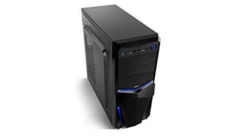 Nox PAX - NXPAX - minitorre ATX y micro ATX, USB 3.0, frontal acabado metal mesh, LED, espacio hasta 3 ventiladores y 4 discos duros, compatible con graficas de gran tamaño, color negro/azul