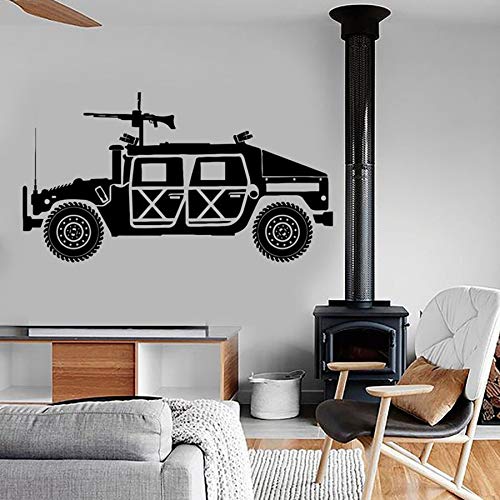 NSRJDSYT Calcomanía de Pared de vehículo blindado Fuerzas Armadas Vehículo terrestre Ametralladora Pegatinas de Pared de Vinilo Niños Niños Dormitorio Sala de Juegos Decoración de 57x31cm
