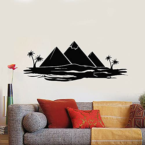 NSRJDSYT Turismo Vinilo Pared calcomanía Dormitorio Viajes Egipto pirámides Palmeras océano Pared Pegatina decoración Sala de Estar decoración de Aula 57x144cm