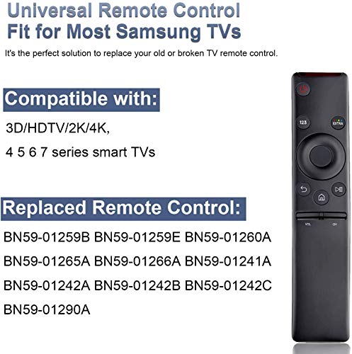 Nuevo Reemplazo con Control Remoto de TV Samsung BN59 Ajuste para Smart TV Samsung: Configuración Samsung TV Control Remoto Universal UE40H6470SSXZG UE40HU6900SXZG